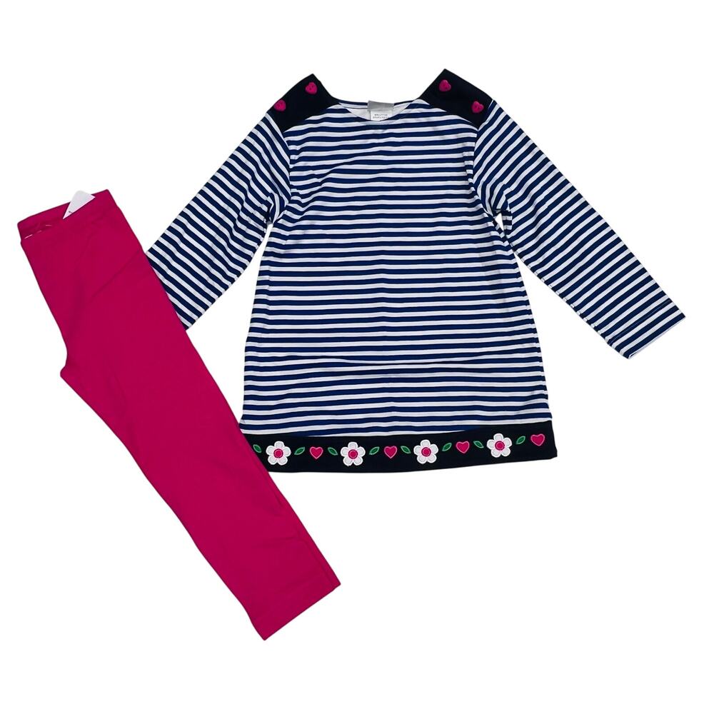 NWT Florence Eiseman Size 4T Knit Set with Hearts & Flowers